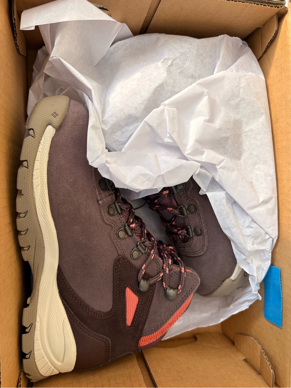 Brown Suede Hiking Boots with Coral Accents